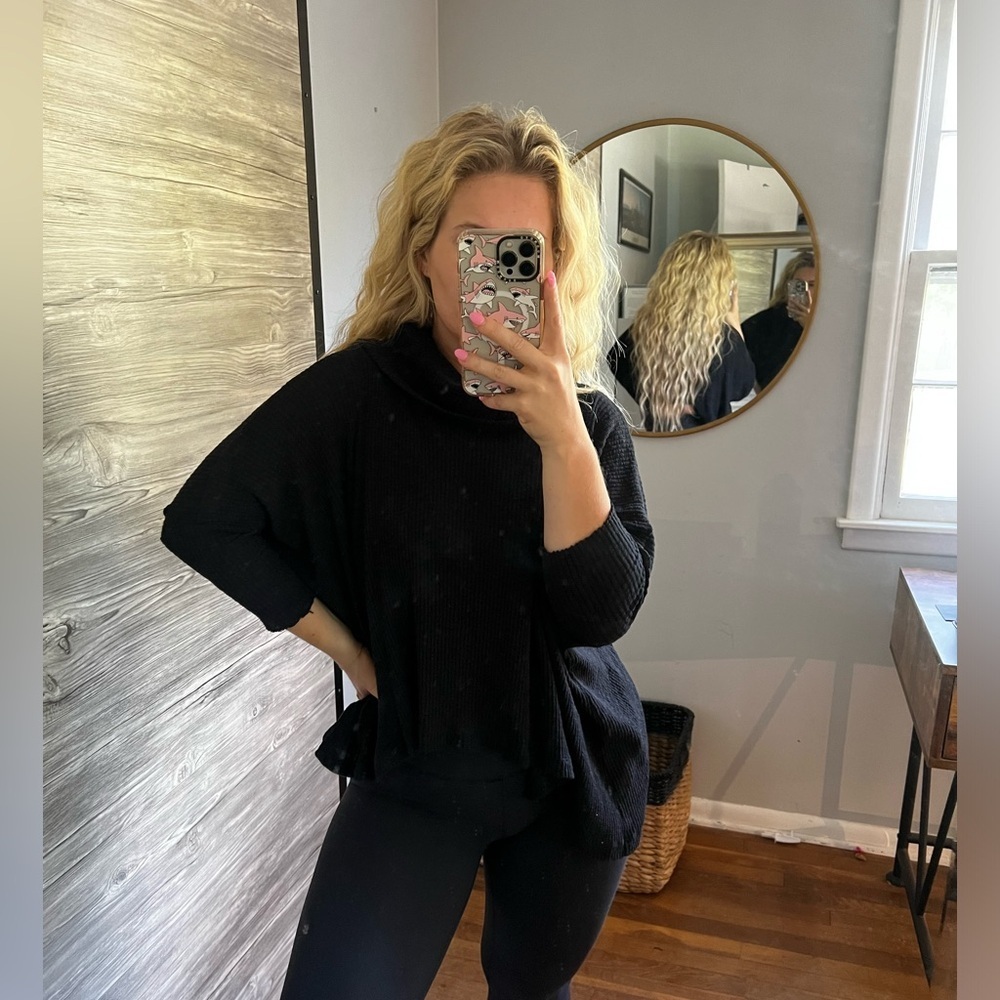 Free People Beach Open Back Sweater Black Small